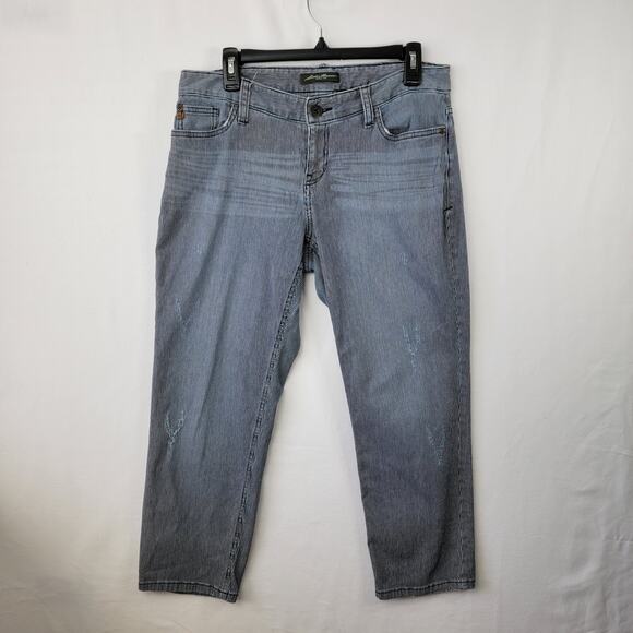 Eddie Bauer Women's Striped Distressed Denim Cropped Pants Size 8 - Picture 11 of 15